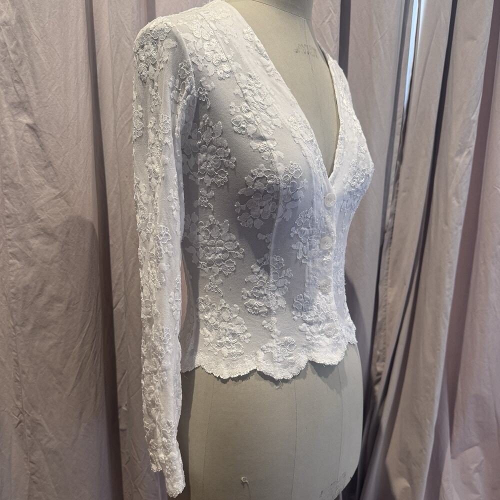 Ann Ferriday VTG Scallop Lace Cardigan S/M - Picture 2 of 5